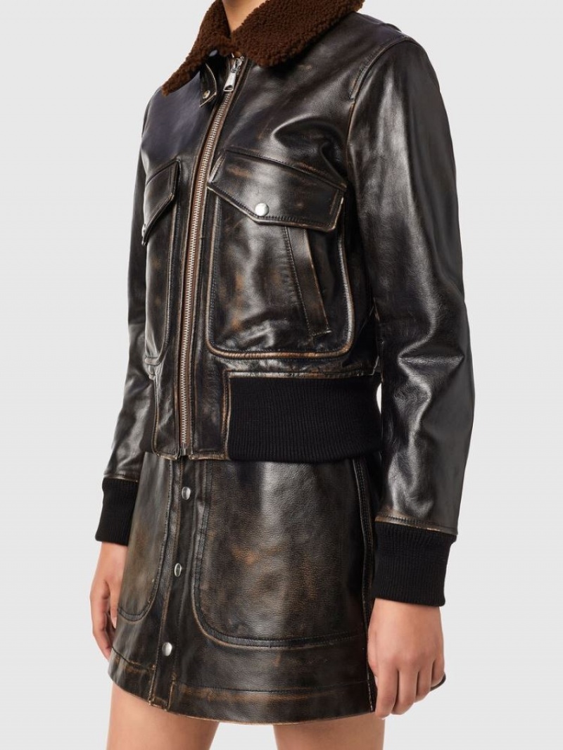 Black Diesel L Tracy Women's Leather Jackets | 14752IZPQ