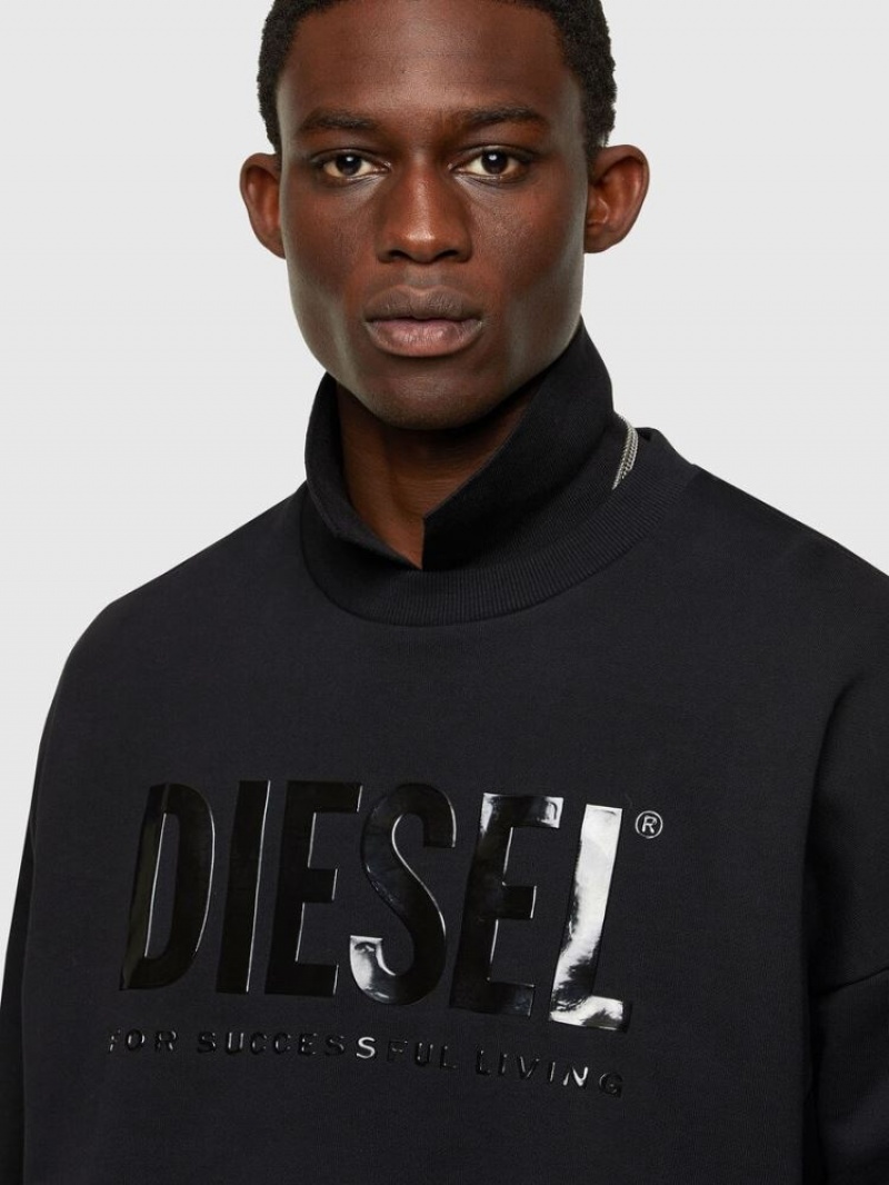 Black Diesel S Mart Inlogo Men's Sweatshirts | 92587SWJB