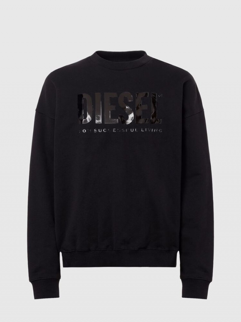 Black Diesel S Mart Inlogo Men's Sweatshirts | 92587SWJB