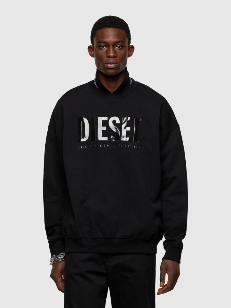 Black Diesel S Mart Inlogo Men\'s Sweatshirts | 92587SWJB