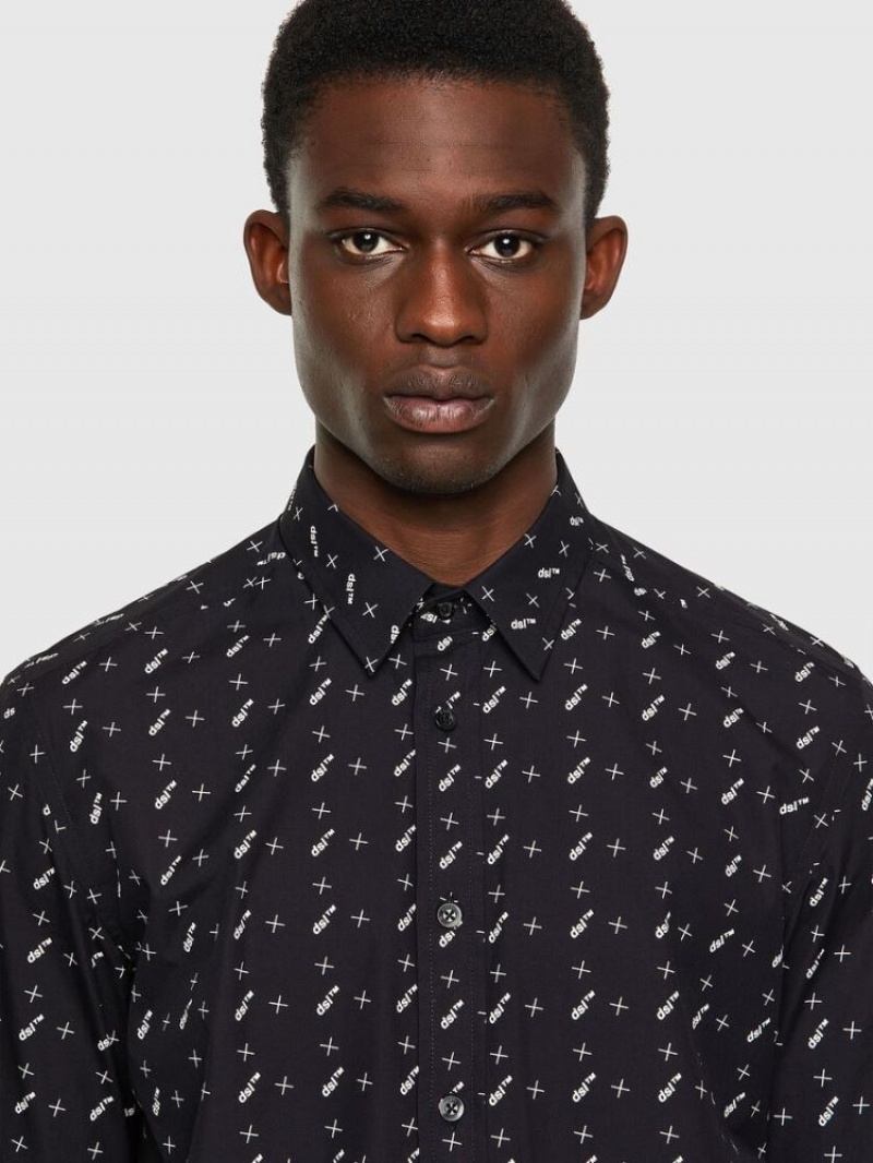 Black Diesel S Riley Tm Ls Men's Shirts | 74680JVET