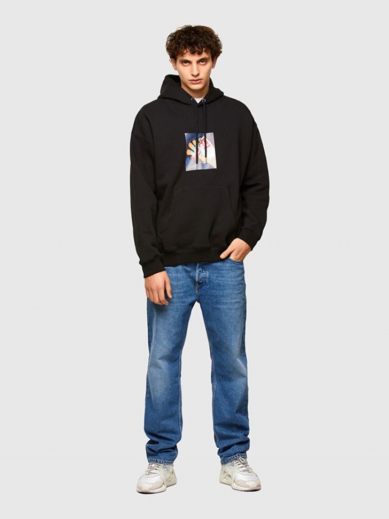 Black Diesel S Ummer A84 Men's Sweatshirts | 85471ZCOG