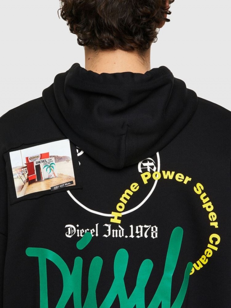 Black Diesel S Ummer B4 Men's Sweatshirts | 35796OQVC