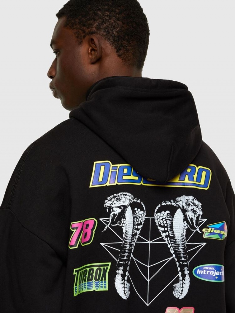 Black Diesel S Ummer E4 Men's Sweatshirts | 26481TMWJ