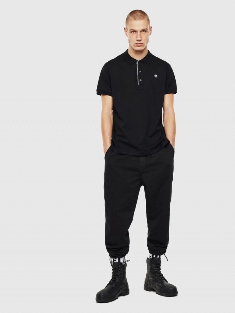 Black Diesel T Hart Men's Polos | 93027LIWD