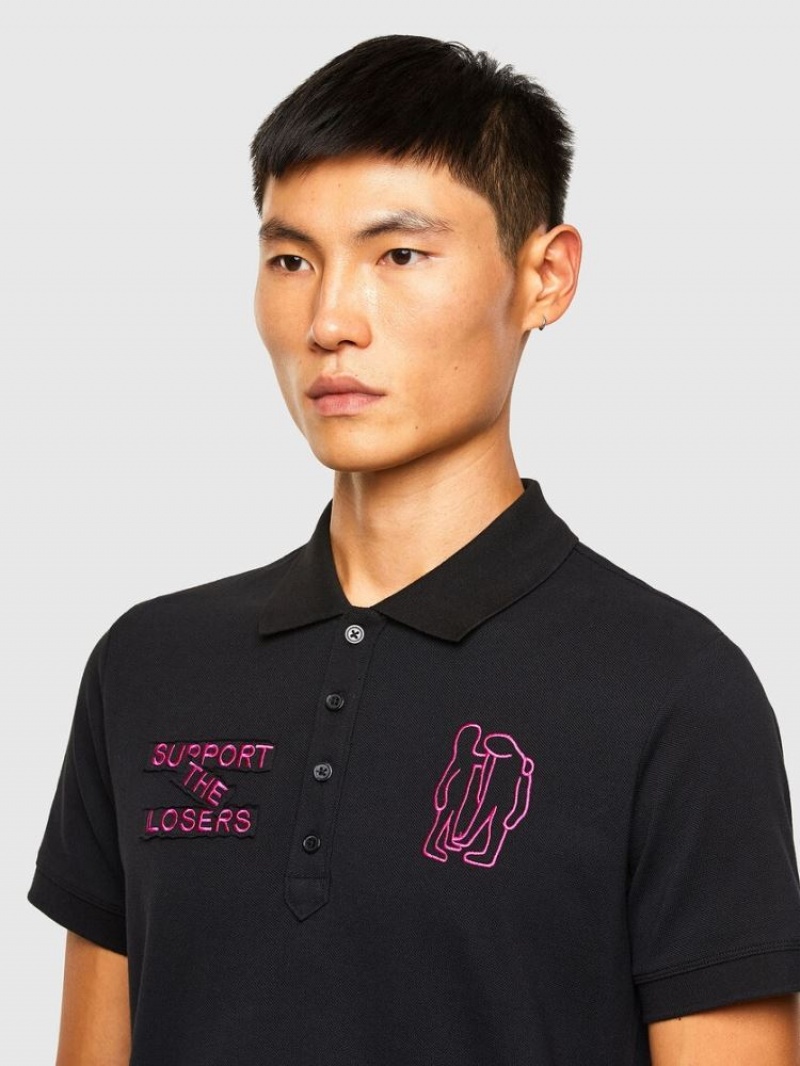 Black Diesel T Randy Yoke A3 Men's Polos | 52376VHDI