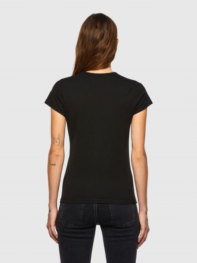 Black Diesel T Slicup B1 Women's T Shirts | 71085BPQZ