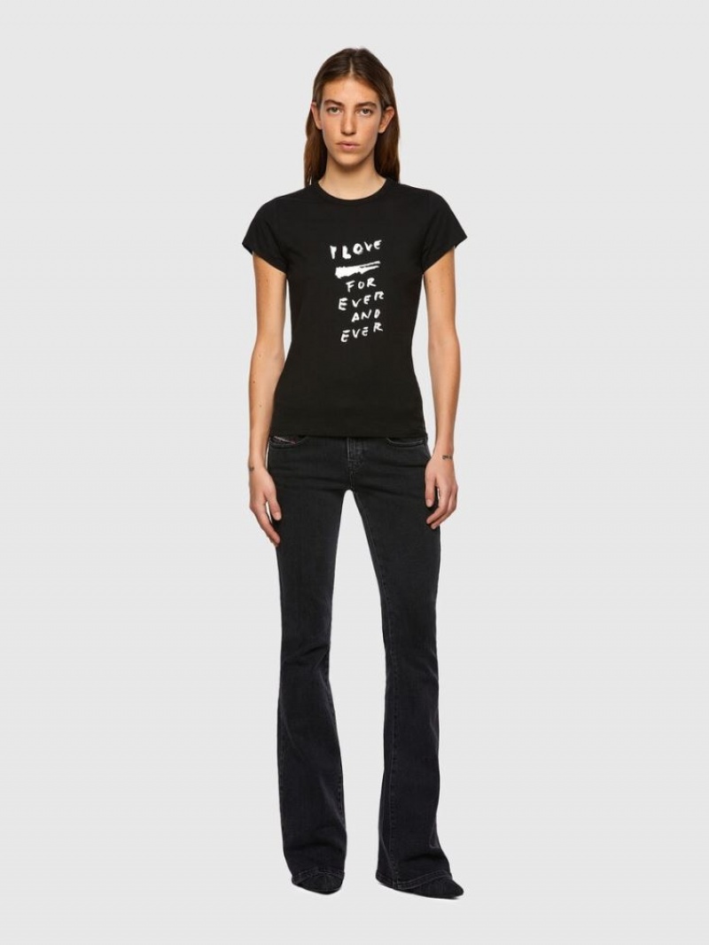 Black Diesel T Slicup B1 Women's T Shirts | 71085BPQZ