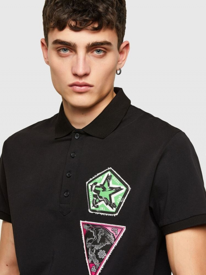 Black Diesel T Weet E2 Men's Polos | 69417GPMI