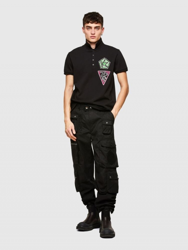 Black Diesel T Weet E2 Men's Polos | 69417GPMI