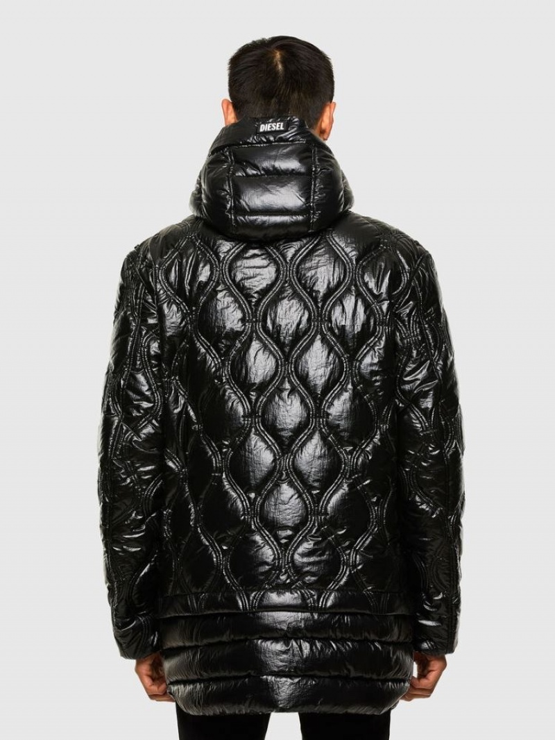 Black Diesel W Crawford Shiny Men's Jackets | 64170UOGZ