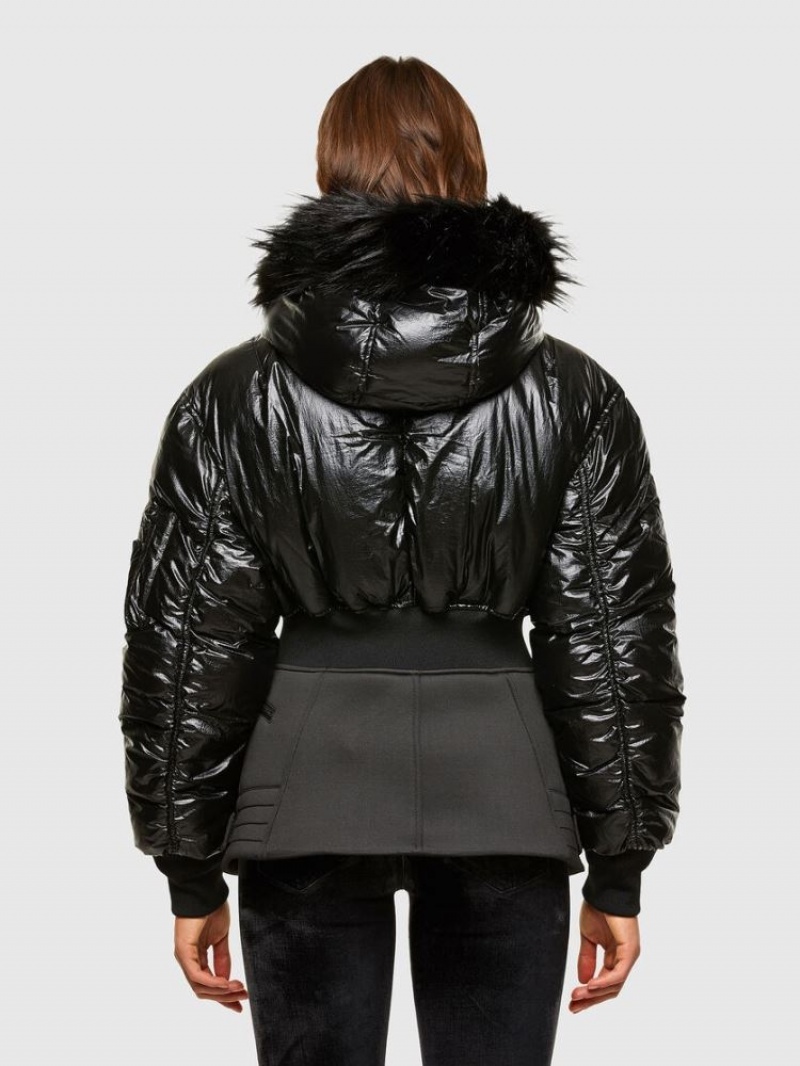 Black Diesel W Isoke Shiny Women's Winter Jackets | 93184UEXQ