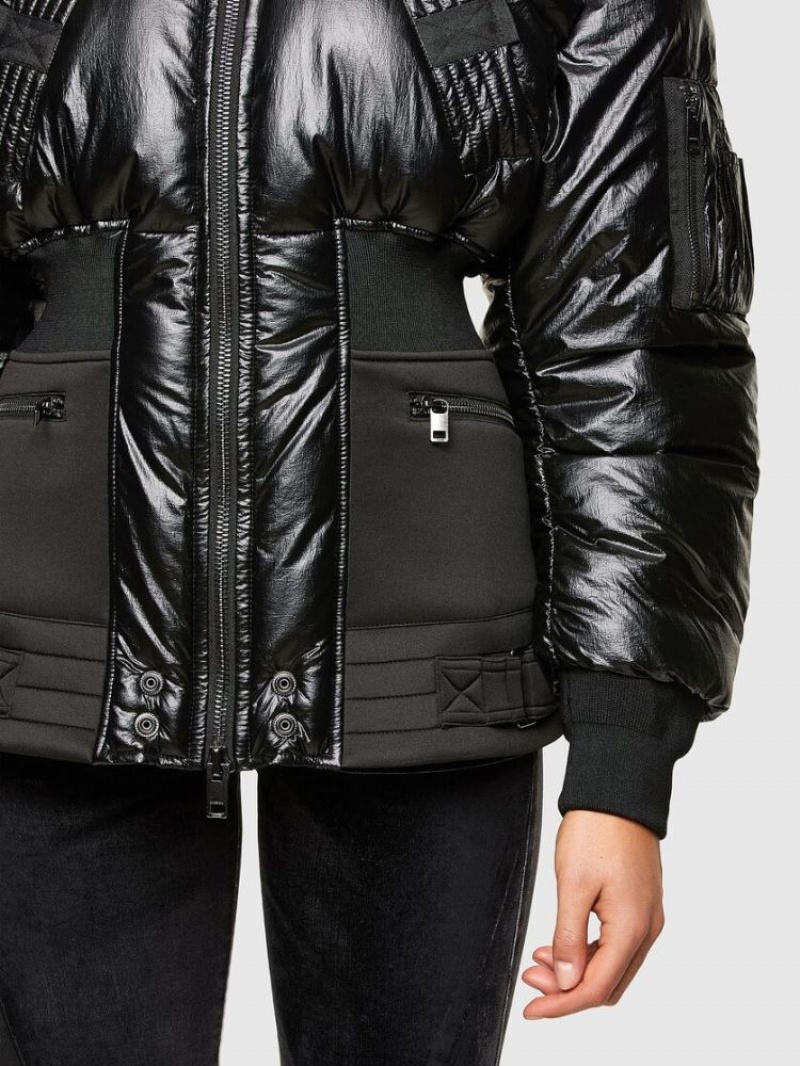 Black Diesel W Isoke Shiny Women's Winter Jackets | 93184UEXQ