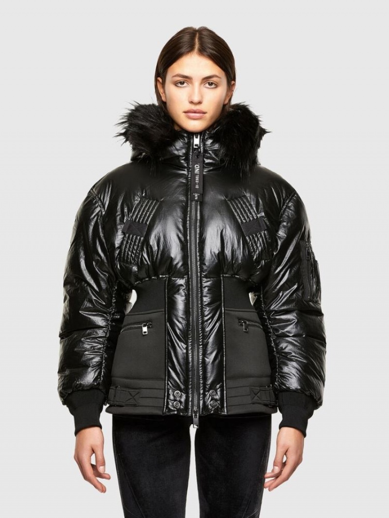 Black Diesel W Isoke Shiny Women\'s Winter Jackets | 93184UEXQ