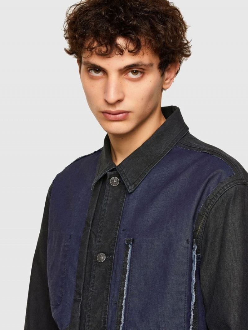 Black / Blue Diesel D Roku Sp Men's Denim Jackets | 71348WOVK