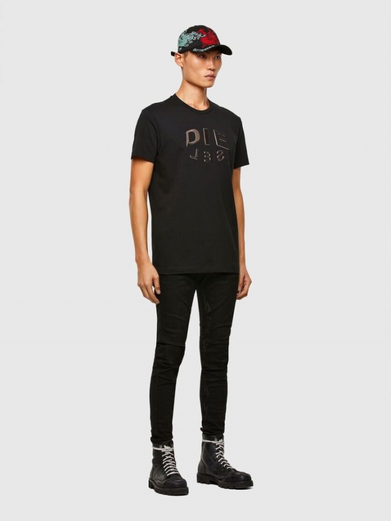 Black / Brown Diesel T Diegos A1 Men's T Shirts | 63207GCBH