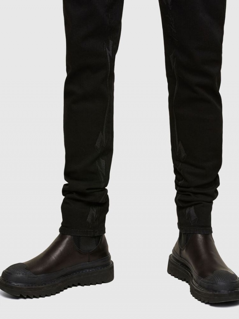 Black / Dark Grey Diesel D Istort Men's Skinny Jeans | 50274FMWA