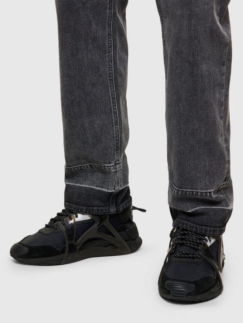 Black / Dark Grey Diesel D Macs Men's Straight Jeans | 36482VTQK