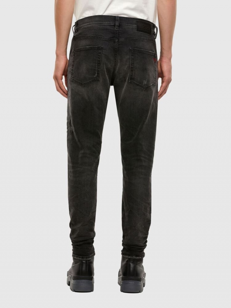 Black / Dark Grey Diesel D Strukt Men's Slim Jeans | 06483JZTL