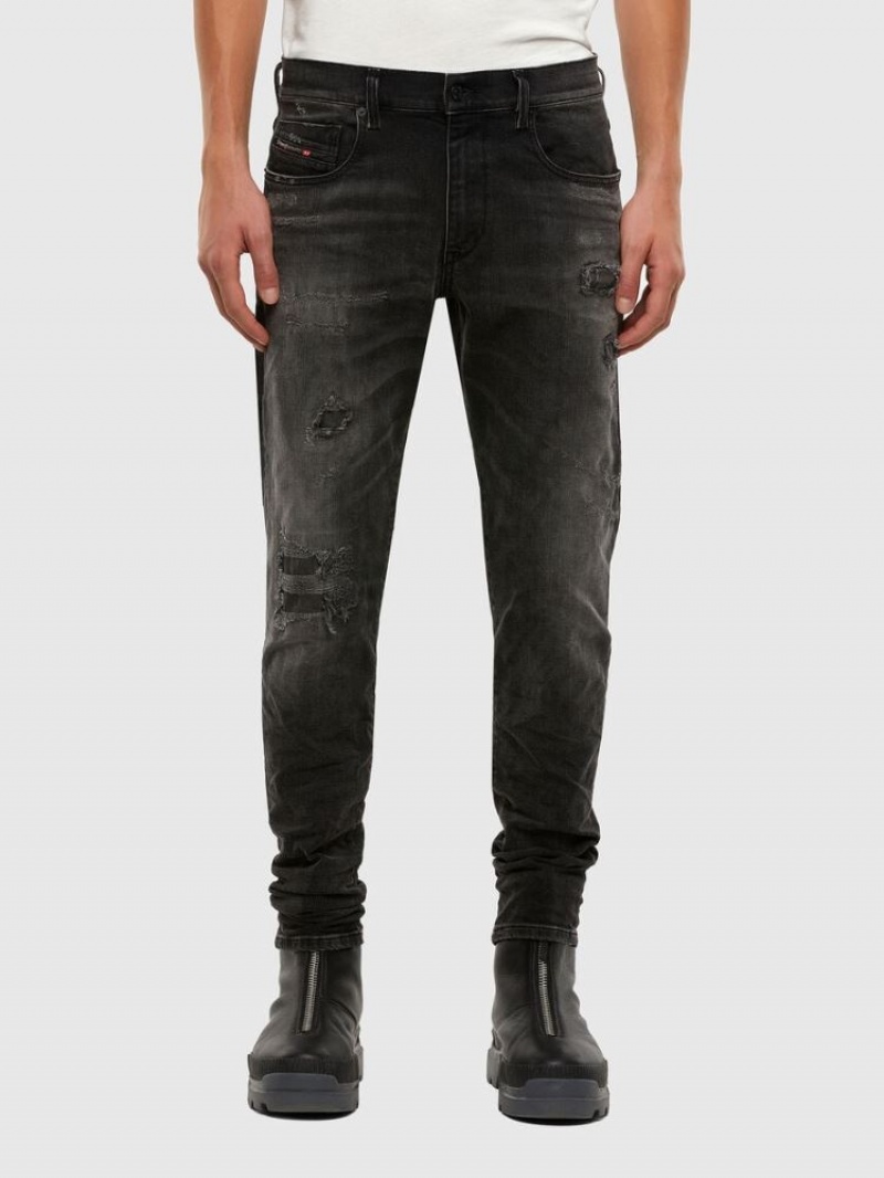 Black / Dark Grey Diesel D Strukt Men\'s Slim Jeans | 06483JZTL