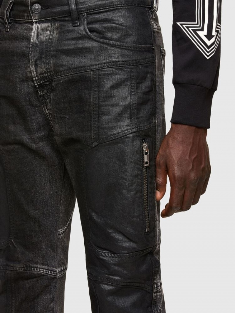 Black / Dark Grey Diesel D Vider Men's Carrot Jeans | 59432ZRMW