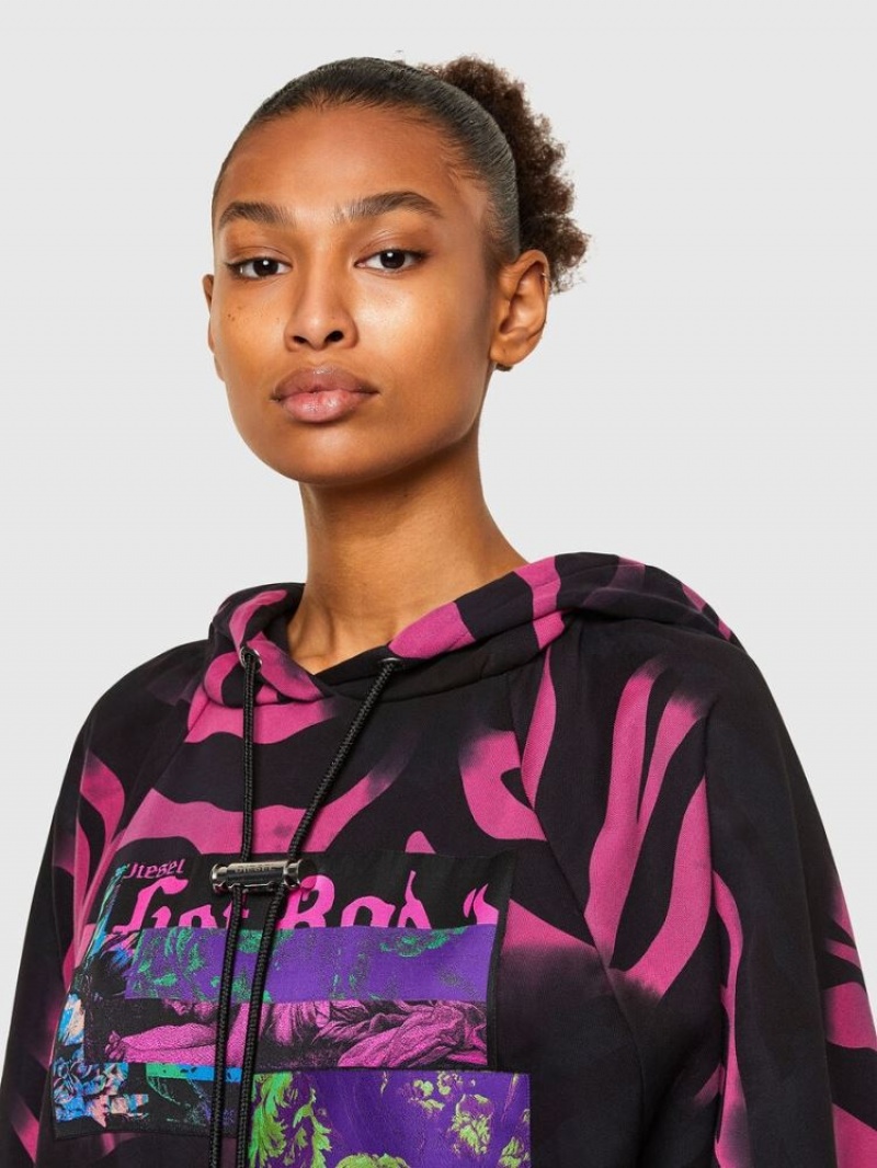 Black / Pink Diesel F Biorg Women's Sweatshirts | 13729TEAF