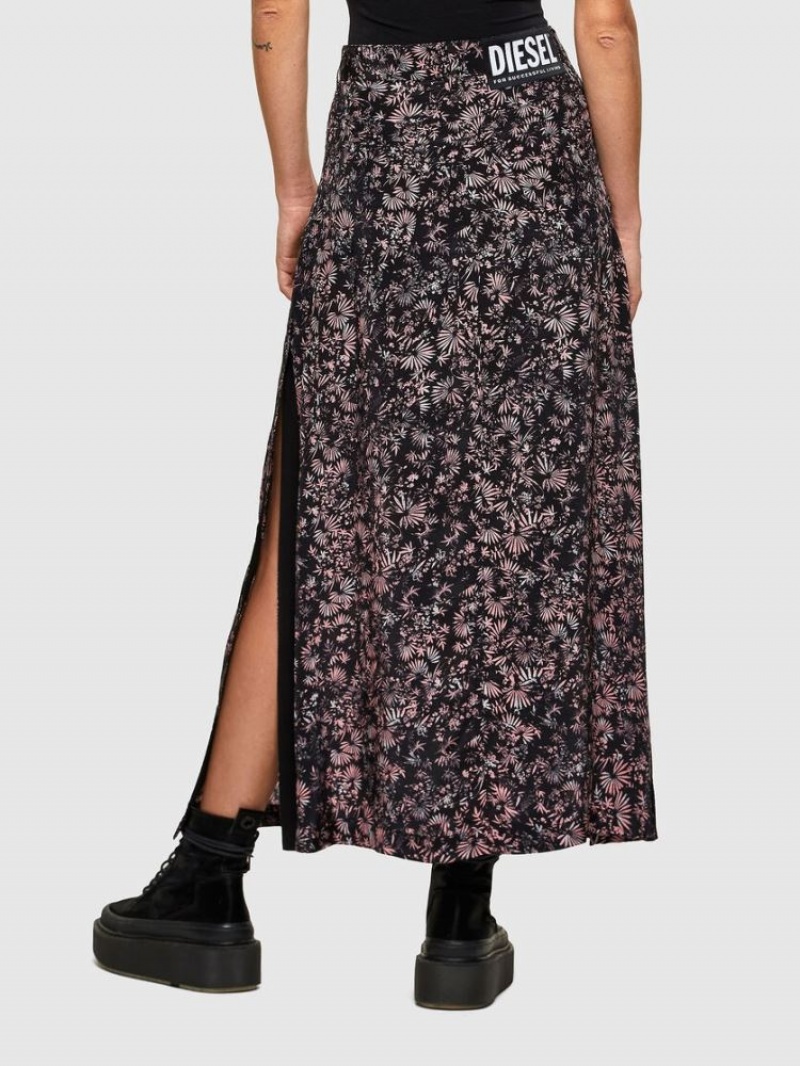 Black / Pink Diesel O Palms Women's Skirts | 35270HPDC