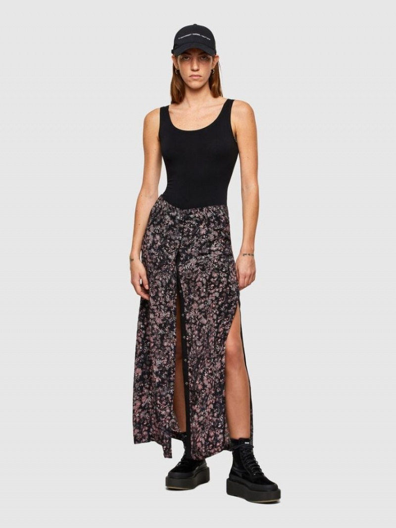 Black / Pink Diesel O Palms Women's Skirts | 35270HPDC