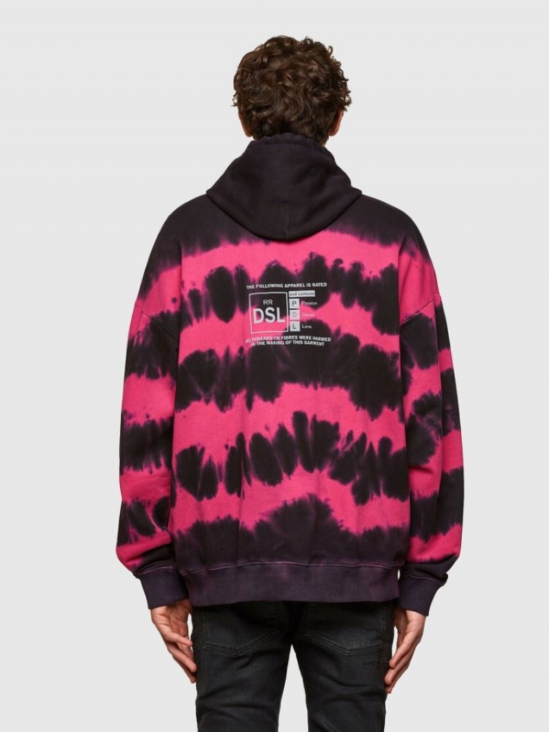 Black / Pink Diesel S Ummer A83 Men's Sweatshirts | 62371KOPG