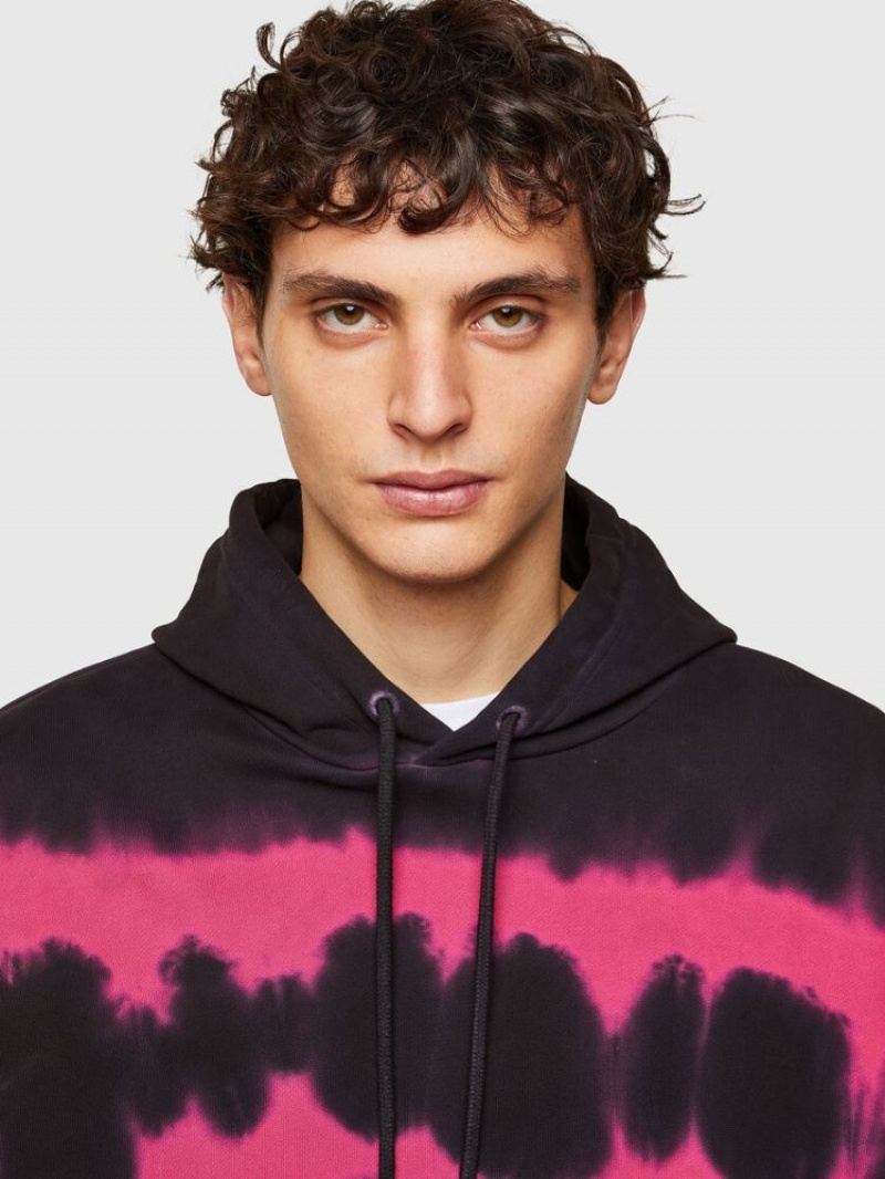 Black / Pink Diesel S Ummer A83 Men's Sweatshirts | 62371KOPG