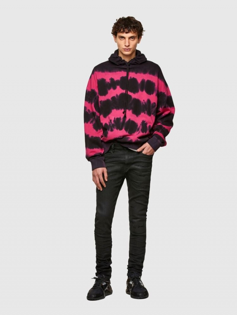 Black / Pink Diesel S Ummer A83 Men's Sweatshirts | 62371KOPG