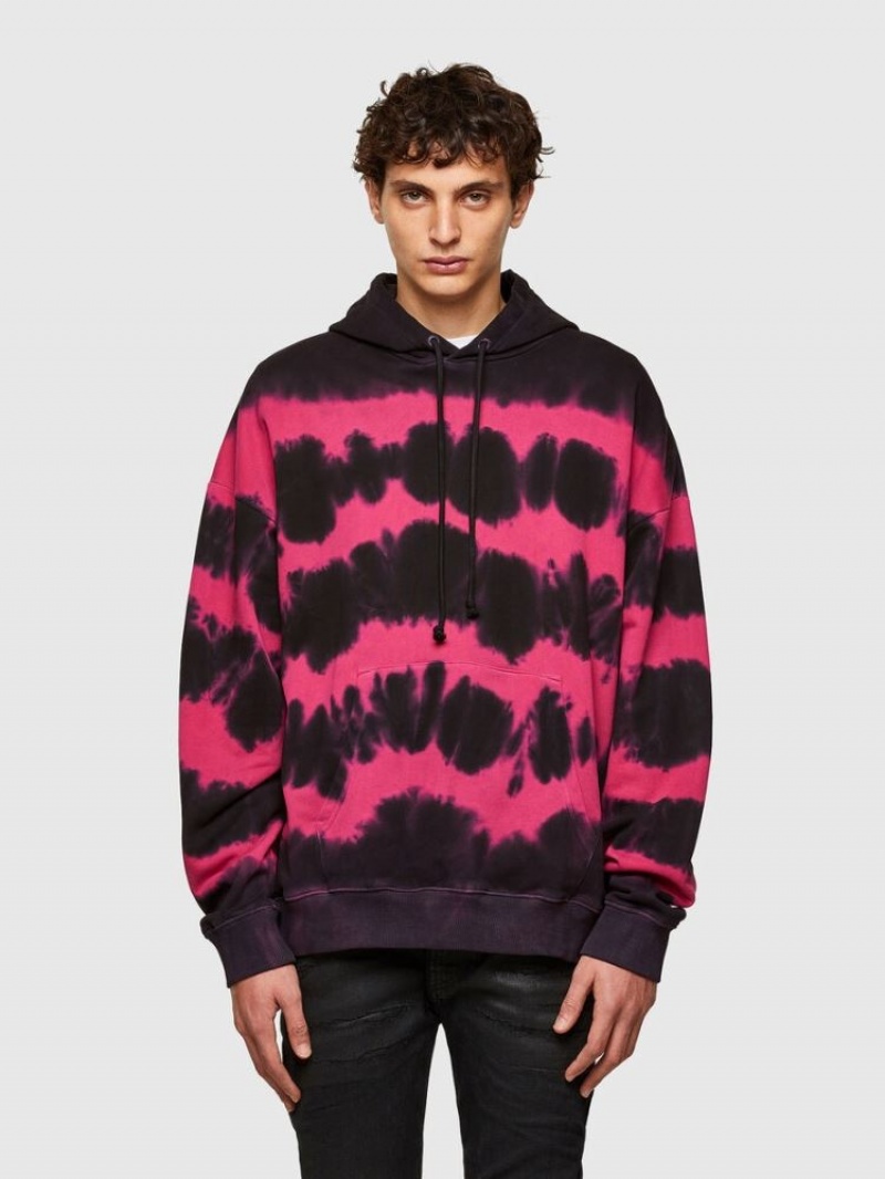 Black / Pink Diesel S Ummer A83 Men\'s Sweatshirts | 62371KOPG