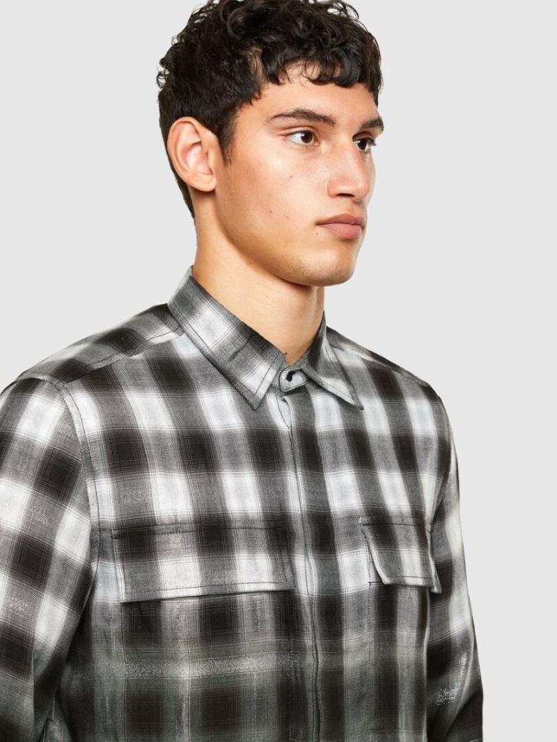 Black / White Diesel S Keith Men's Shirts | 25094NAPJ