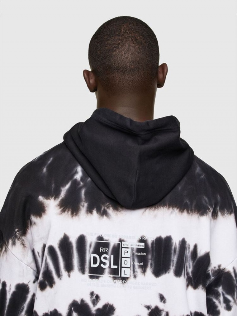 Black / White Diesel S Ummer A83 Men's Sweatshirts | 19423GQOJ