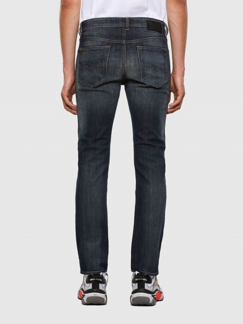 Dark Blue Diesel Buster Men's Tapered Jeans | 86590XTIC