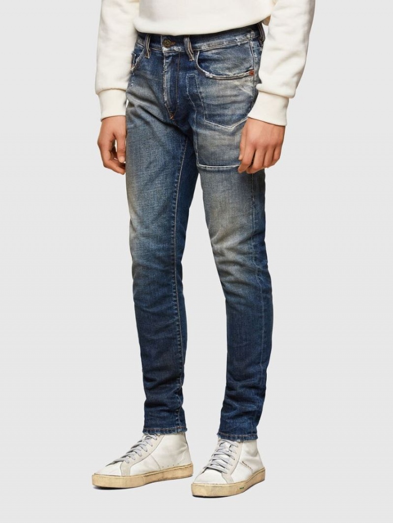 Dark Blue Diesel D Strukt Men's Slim Jeans | 09561OECT