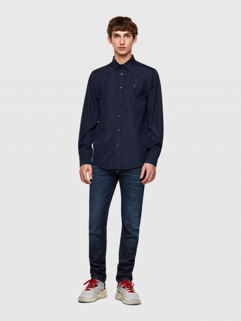 Dark Blue Diesel S Bill Men's Shirts | 34581XPIU