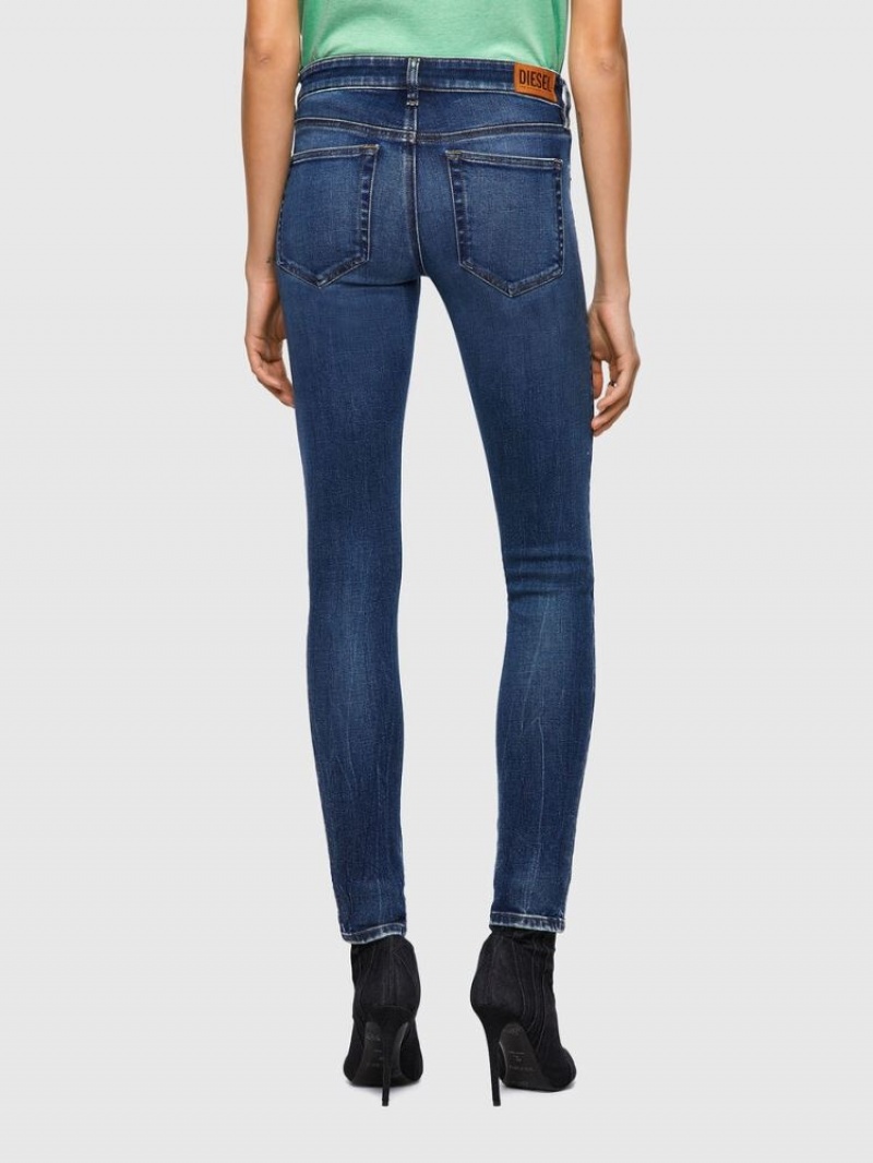 Dark Blue Diesel Slandy Low Women's Skinny Jeans | 73580RCEH