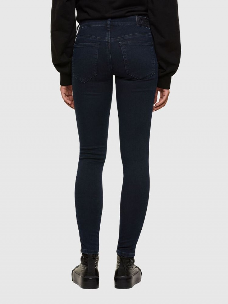 Dark Blue Diesel Slandy Low Women's Skinny Jeans | 67302FAMC