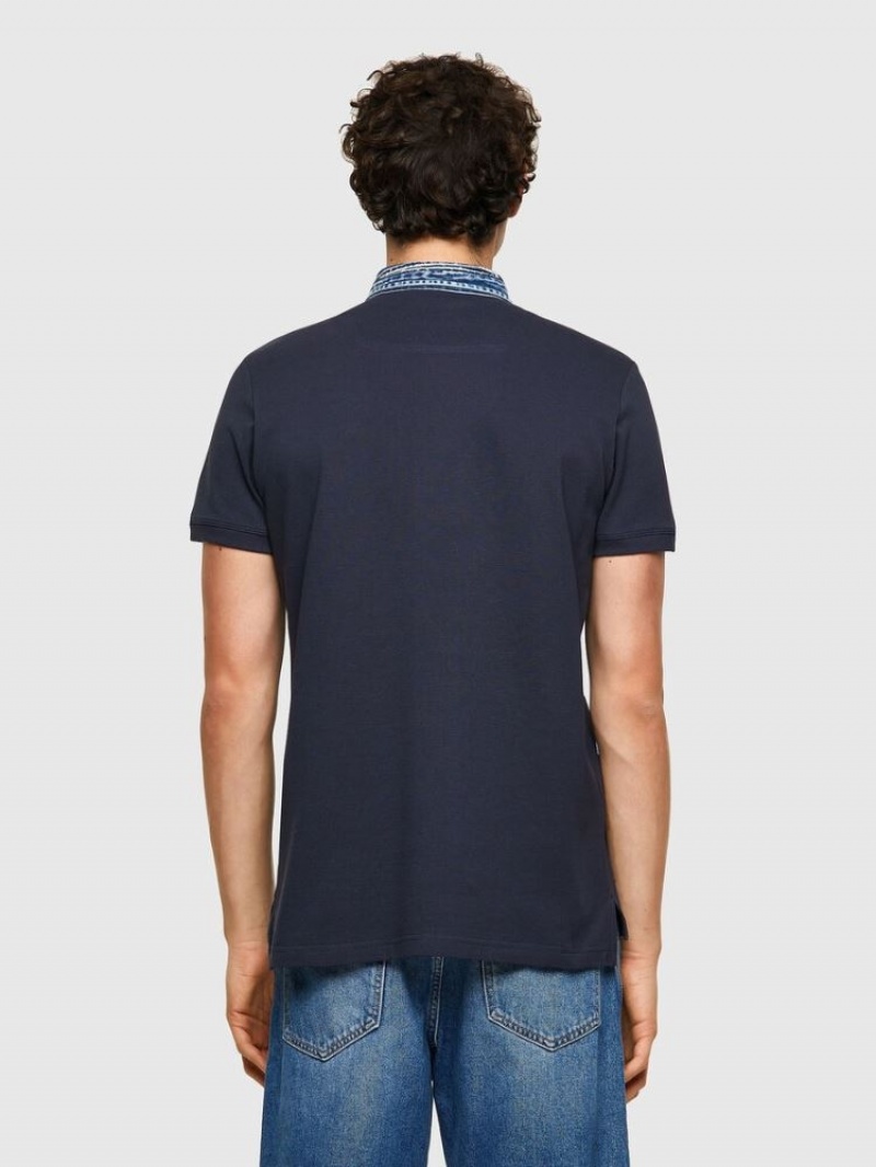 Dark Blue Diesel T Miles New Men's Polos | 90748FSGI