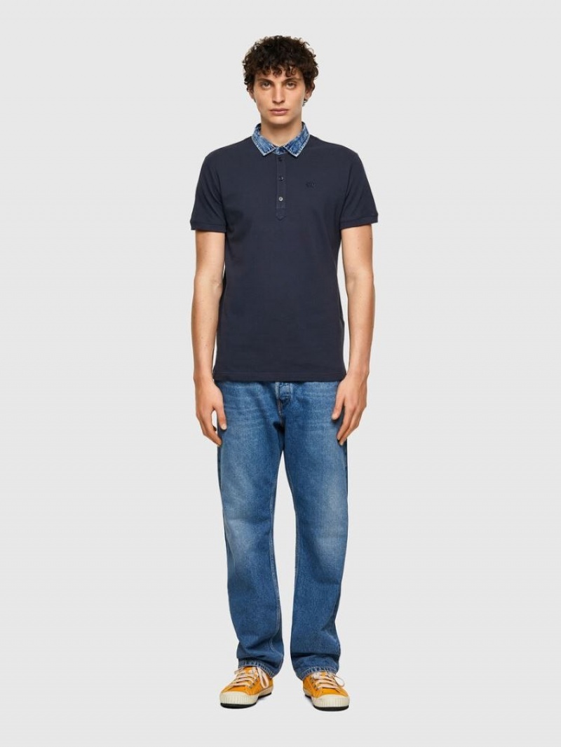 Dark Blue Diesel T Miles New Men's Polos | 90748FSGI