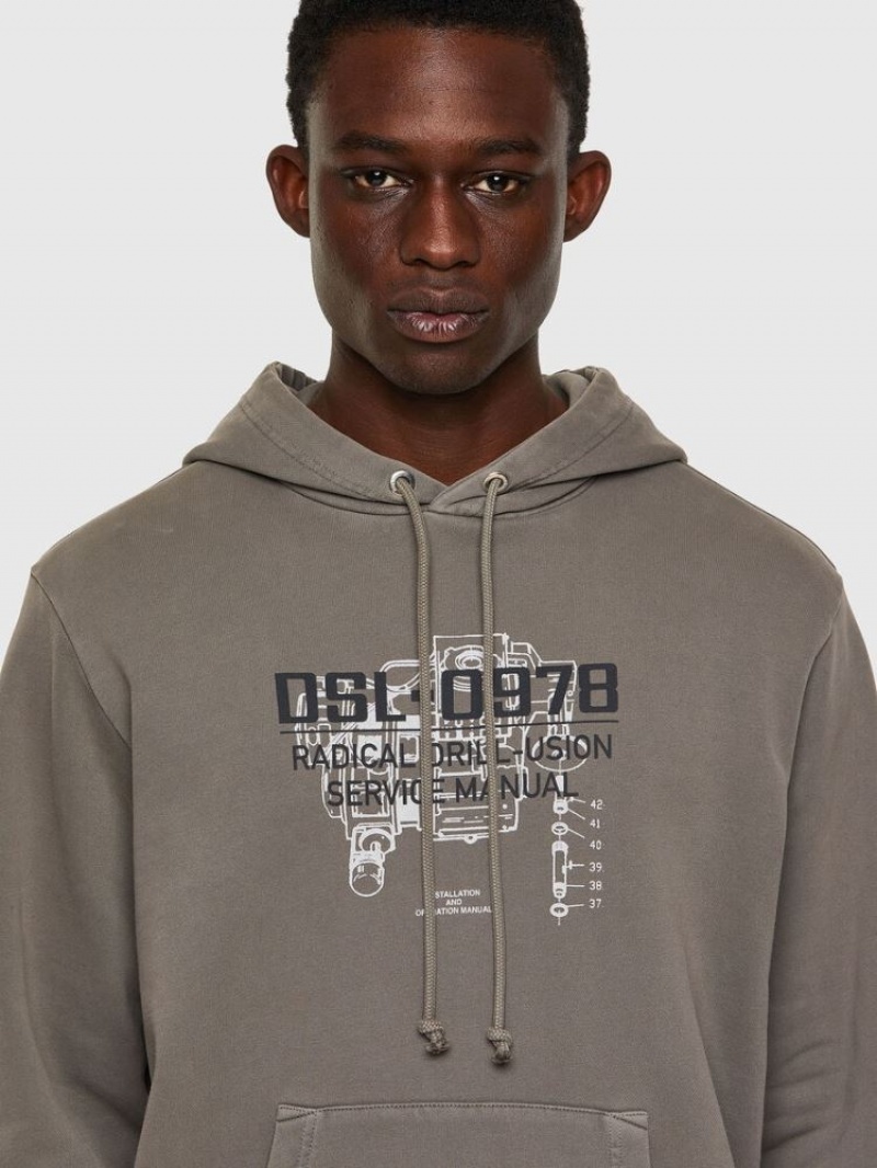 Grey Diesel S Girk Hood B3 Men's Sweatshirts | 64209ACET