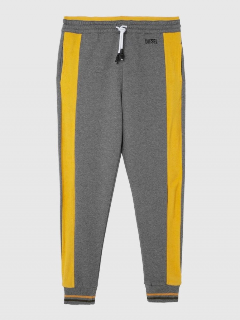 Grey / Yellow Diesel Umlb Peter Sp Men\'s Sweatpants | 05791QFIV