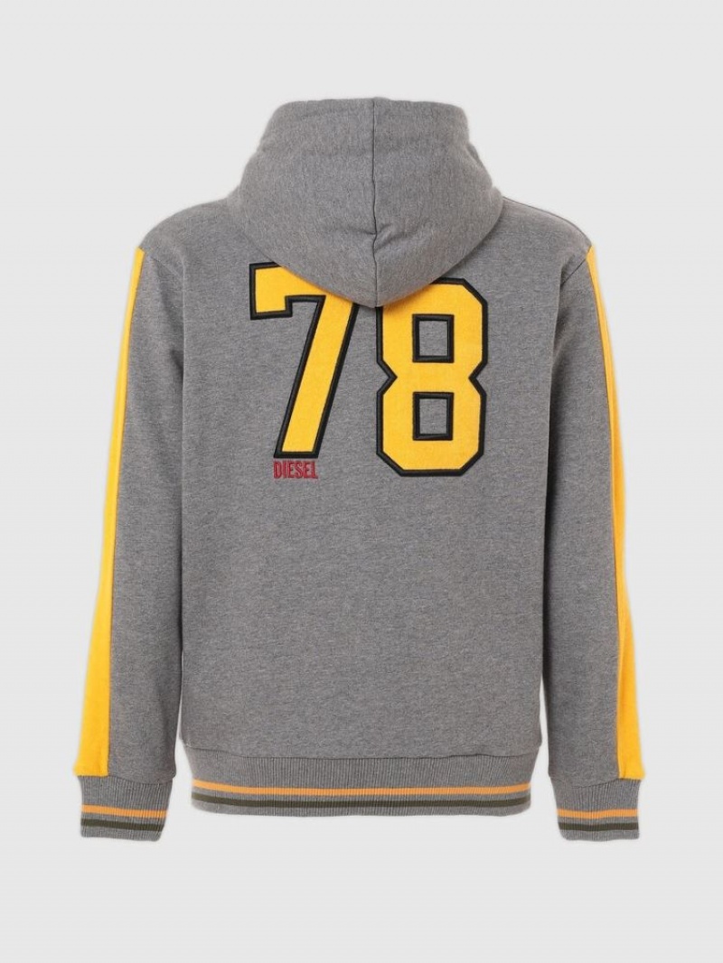 Grey / Yellow Diesel Umlt Brandon Z Sp Men's Hoodie | 67134GYOD