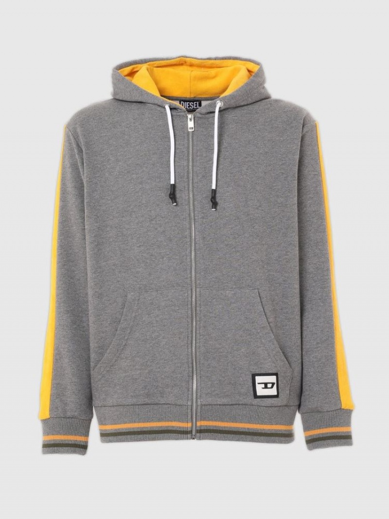 Grey / Yellow Diesel Umlt Brandon Z Sp Men\'s Hoodie | 67134GYOD