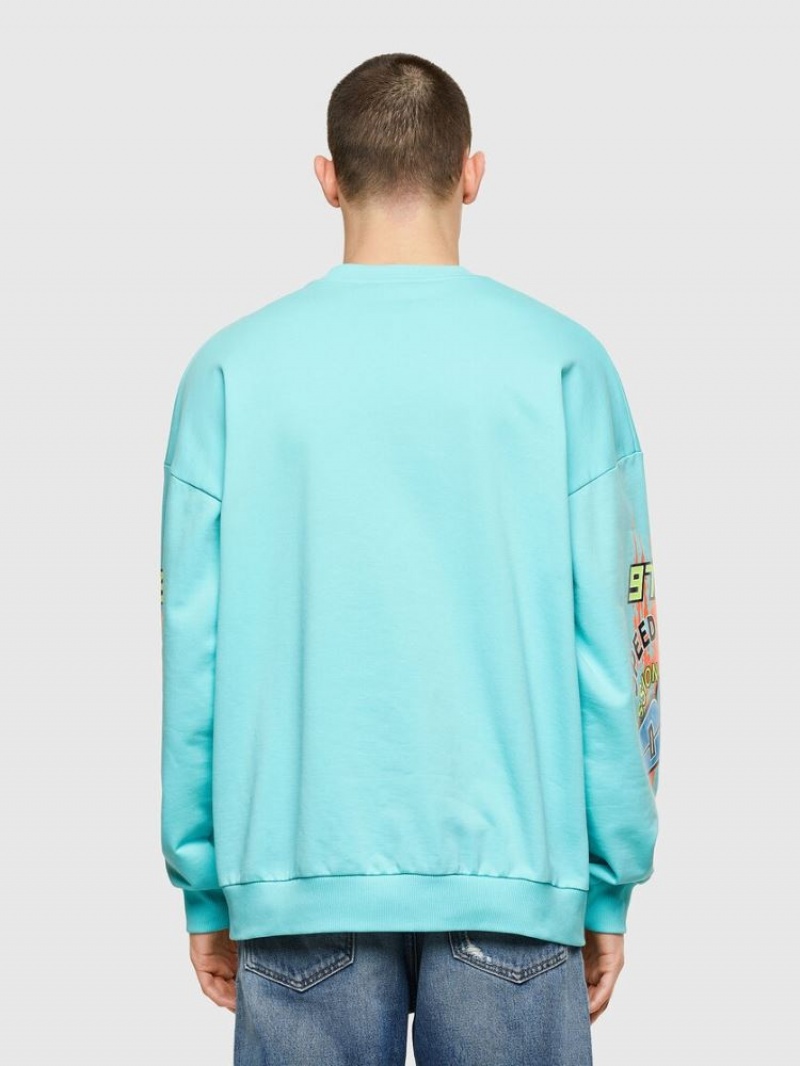 Light Blue Diesel S Martgus Men's Sweatshirts | 02469YTGE