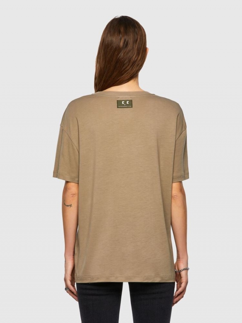 Light Brown Diesel T Enka C.C Women's T Shirts | 14037YHRA