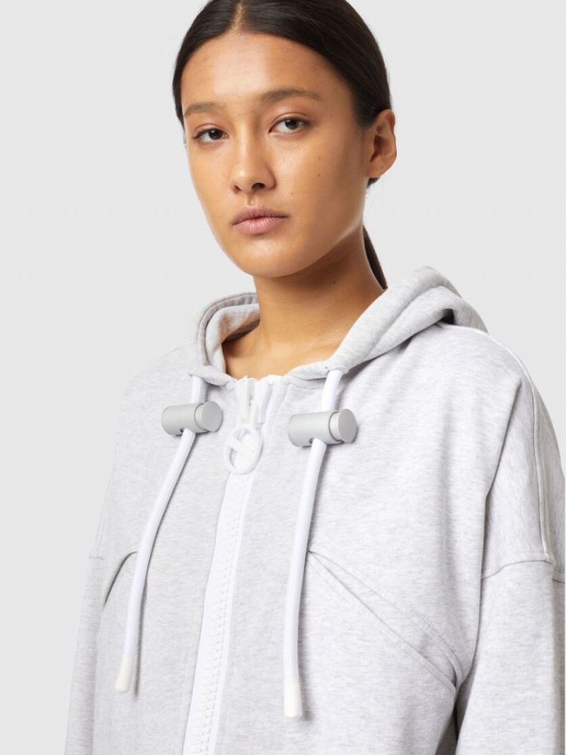 Light Grey Diesel F Croppy Zip Women's Sweatshirts | 84132KMDQ