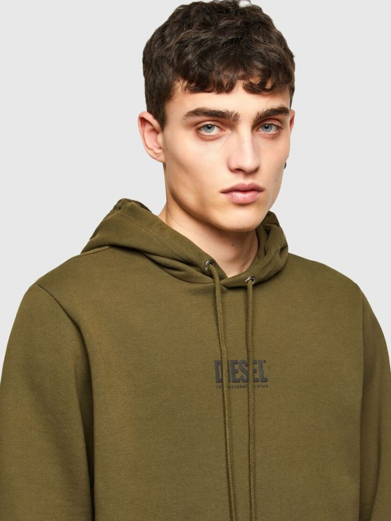 Olive Diesel S Girk Hood Smallogo Men's Sweatshirts | 43965ZLIA