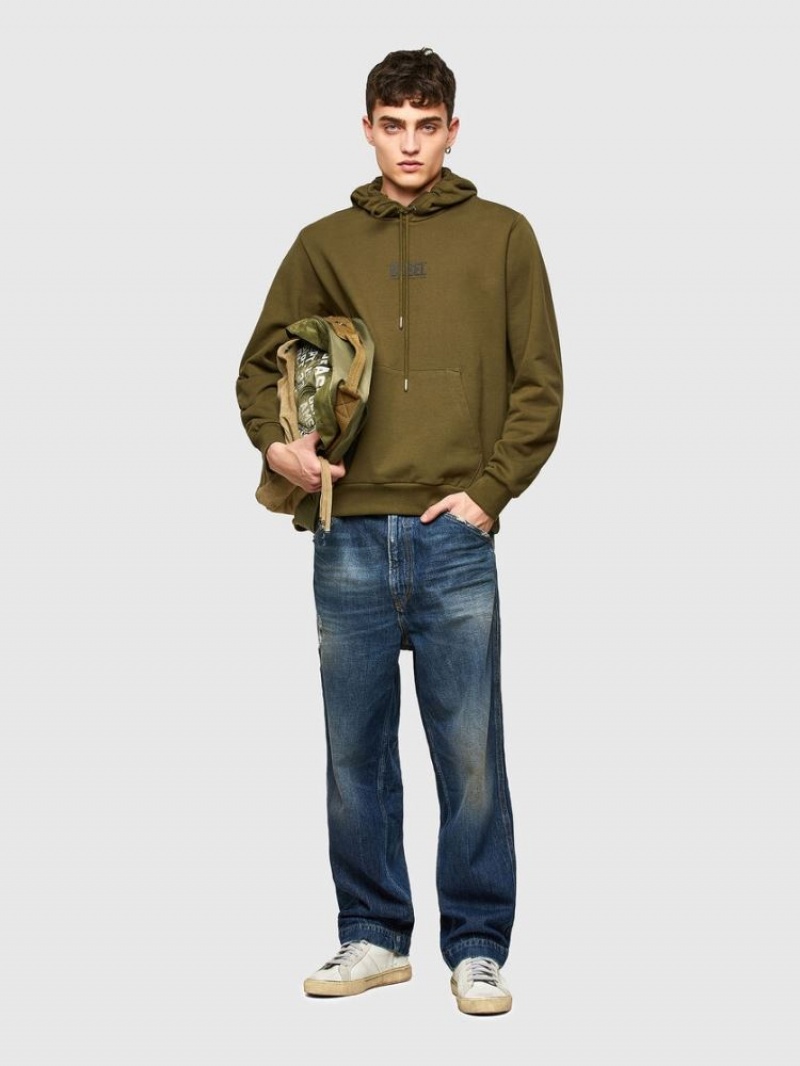 Olive Diesel S Girk Hood Smallogo Men's Sweatshirts | 43965ZLIA